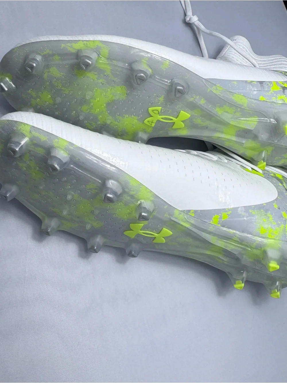 Under Armour IntelliKnit Football Cleats Men’s 16 White Neon Green High Top
